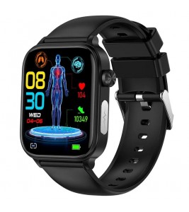 ET570 1.96" Smart Watch Bluetooth Call Heart Rate Fitness Tracker with Silicone Strap - Black