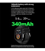 ET570 Smart Watch with Bluetooth Call, ECG, Body Temperature, Heart Rate, Blood Pressure, Multi-Sport Modes - Leather Strap - Black