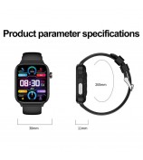 ET570 Smart Watch with Bluetooth Call, ECG, Body Temperature, Heart Rate, Blood Pressure, Multi-Sport Modes - Leather Strap - Black