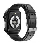 ET570 Smart Watch with Bluetooth Call, ECG, Body Temperature, Heart Rate, Blood Pressure, Multi-Sport Modes - Leather Strap - Black