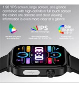 ET570 Smart Watch with Bluetooth Call, ECG, Body Temperature, Heart Rate, Blood Pressure, Multi-Sport Modes - Leather Strap - Black