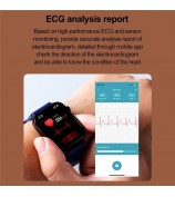 ET570 Smart Watch with Bluetooth Call, ECG, Body Temperature, Heart Rate, Blood Pressure, Multi-Sport Modes - Leather Strap - Black