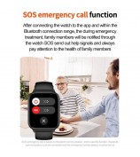 ET570 Smart Watch with Bluetooth Call, ECG, Body Temperature, Heart Rate, Blood Pressure, Multi-Sport Modes - Leather Strap - Black
