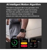 ET570 Smart Watch with Bluetooth Call, ECG, Body Temperature, Heart Rate, Blood Pressure, Multi-Sport Modes - Leather Strap - Black