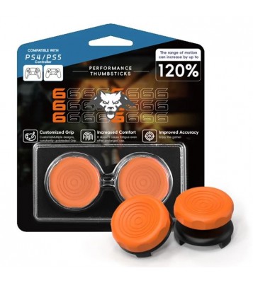 2Pcs For Sony PlayStation 5 / 4 Joystick Thumb Stick Caps Silicone Thumb Grips - Orange