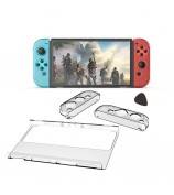 DOBE TNS-1133B 3-in-1 Detachable PC Transparent Protective Case Drop-proof Shell for Nintendo Switch OLED Left/Right Handles Host