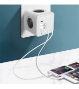 sk-01 Cube Power Socket Adapter with USB / Type-C Ports Multifunction Cordless EU Plug Smart Power Strip (Grey)