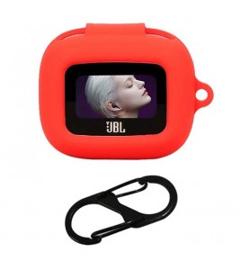 For JBL Live Flex 3 Case Anti-Drop Earphone Silicone Cover with Hanging Buckle - Red