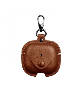 For AirPods 4 Charging Case Cover PU Leather+PC Earbuds Protective Case - Brown