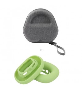 For Airpods Max EVA Storage Bag Headphone Carrying Case with 1 Pair Earpad Silicone Case - Matcha Green