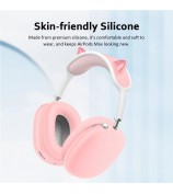 3Pcs / Set For AirPods Max Silicone Cat Ears Headband Cover Earmuff Sleeve Ear Cushion Cover - Pink