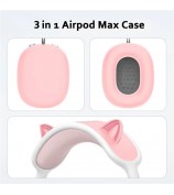 3Pcs / Set For AirPods Max Silicone Cat Ears Headband Cover Earmuff Sleeve Ear Cushion Cover - Pink