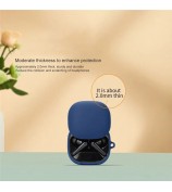 For Anker Soundcore Liberty 4 Pro Bluetooth Earphones Case Silicone Cover with Anti-Lost Buckle - Dark Blue