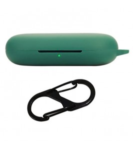 For Anker Soundcore V20i Bluetooth Earphones Case Silicone Cover with Anti-Lost Buckle - Blackish Green