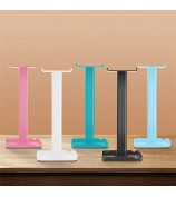 JD064 Multifunction Headset Stand Metal Headphone Hanger Desktop Tablet Cell Phone Holder - Black