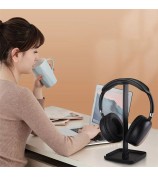 JD064 Multifunction Headset Stand Metal Headphone Hanger Desktop Tablet Cell Phone Holder - Black