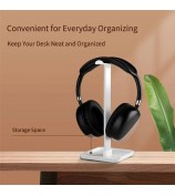 JD064 Multifunction Headset Stand Metal Headphone Hanger Desktop Tablet Cell Phone Holder - Black