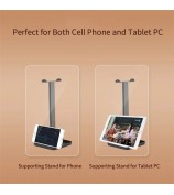 JD064 Multifunction Headset Stand Metal Headphone Hanger Desktop Tablet Cell Phone Holder - Black