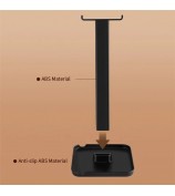 JD064 Multifunction Headset Stand Metal Headphone Hanger Desktop Tablet Cell Phone Holder - Black