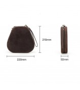 CONTACTS FAMILY Crazy Horse Texture Genuine Leather Zipper Wrist Purse Headphone Storage Case for AirPods Max