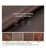 CONTACTS FAMILY Crazy Horse Texture Genuine Leather Zipper Wrist Purse Headphone Storage Case for AirPods Max