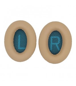 1 Pair JZF-367 Replacement Protein Leather Headphones Ear Pads Ear Cushion for Bose QC2 QC15 AE2 QC25 - Beige/Blue