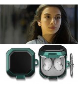 Snap-on Lid Design Anti-drop Wireless Earphone Protective Cover Case with Hanging Buckle for Samsung Galaxy Buds2/Live/Pro - Style 1