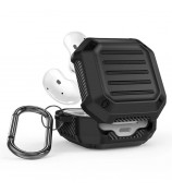 TPU + PC Anti-drop Earbuds Case Protector for Samsung Galaxy Buds2/Buds Live/Buds Pro Shock-resistant Portable Earphone Charging Case Cover with Buckle - Black