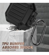 TPU + PC Anti-drop Earbuds Case Protector for Samsung Galaxy Buds2/Buds Live/Buds Pro Shock-resistant Portable Earphone Charging Case Cover with Buckle - Black