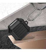TPU + PC Anti-drop Earbuds Case Protector for Samsung Galaxy Buds2/Buds Live/Buds Pro Shock-resistant Portable Earphone Charging Case Cover with Buckle - Black