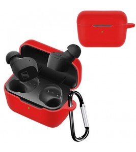 Protective Sleeve Case for Sennheiser CX True Wireless Bluetooth Earphone Dustproof Silicone Cover with Anti-lost Buckle - Red