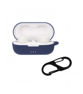 Shockproof Case for JBL UA Streak Wireless Headset Protector with Anti-Lost Buckle Bluetooth Earbuds Silicone Cover - Dark Blue