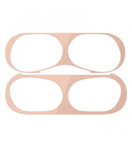 For AirPods Pro (Gen 2) (USB-C) / Pro 2 Bluetooth Earphone Charging Case Metal Sticker Anti-dust Protective Decals - Rose Gold