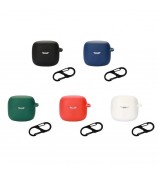 Drop Protection Case for JBL TUNE FLEX Earphone Charging Box, Silicone Soft Cover with Carrying Buckle - Dark Blue