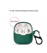 Drop Protection Case for JBL TUNE FLEX Earphone Charging Box, Silicone Soft Cover with Carrying Buckle - Dark Blue