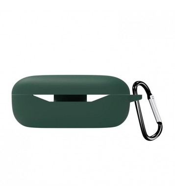 Flexible Protection Sleeve for Huawei Freebuds SE Earphone Charging Bin, Silicone Cover Case with Carrying Buckle - Blackish Green
