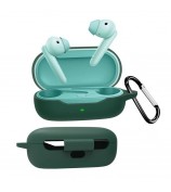 Flexible Protection Sleeve for Huawei Freebuds SE Earphone Charging Bin, Silicone Cover Case with Carrying Buckle - Blackish Green