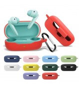 Flexible Protection Sleeve for Huawei Freebuds SE Earphone Charging Bin, Silicone Cover Case with Carrying Buckle - Blackish Green