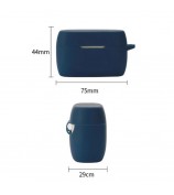 For Jabra Elite 5 TWS Bluetooth Earphone Anti-drop Anti-dust Case Silicone Protective Cover with Anti-lost Buckle - Dark Blue