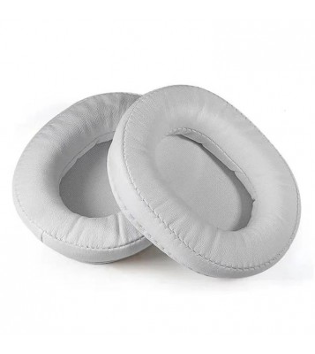 1 Pair Headphone Earpads for Audio Technica ATH-MSR7 / M50X / M20 / M40 / M40X, Protein Leather Earphone Cap Cushion Replacement - White