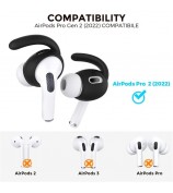 AHASTYLE PT189 3 Pairs Ear Hooks for AirPods Pro 2 Anti-Skid Earhook Silicone Ear Tips with Storage Case (Size: L) - Black