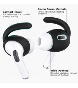 AHASTYLE PT189 3 Pairs Ear Hooks for AirPods Pro 2 Anti-Skid Earhook Silicone Ear Tips with Storage Case (Size: L) - Black