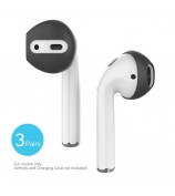 AHASTYLE PT76 For Apple AirPods with Charging Case (2016) / (2019) Silicone Ear Hooks 3 Pairs Anti-Skid Ear Cover Ultra-Thin Ear Tips - Black