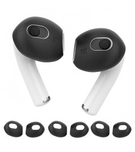 AHASTYLE PT76-3 Silicone Ear Cover for Apple AirPods 3 Slim Ear Hooks 3 Pairs Ultra-Thin Ear Tips - Black