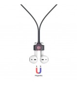 AHASTYLE PT74 For AirPods Silicone Magnetic Suction Anti-Lost Rope Earphone Neck Lanyard - Black