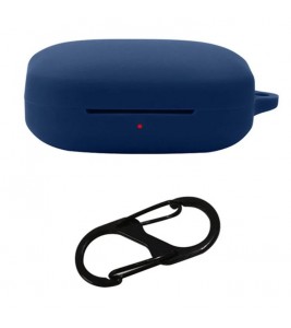 For OnePlus Buds Pro 2 Soft Silicone Bluetooth Earphones Case with Anti-lost Buckle - Dark Blue