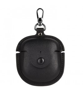 PU Leather Case for Bose QuietComfort Earbuds II Bluetooth Earphone Drop-proof Cover with Key Holder - Black