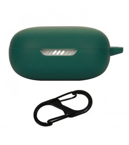 For JBL Live Flex Bluetooth Earphone Anti-drop Case Silicone Protective Cover with Anti-lost Buckle - Blackish Green