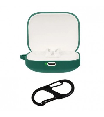 Bluetooth Earphone Sleeve for Xiaomi Redmi Buds 5 Headphone Charging Bin Cover Silicone Case with Buckle - Blackish Green