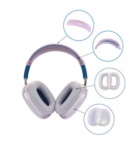 For AirPods Max Headphone Silicone Earmuff Shell Earpad Cover Headband Cover Crossbeam Cover Set - Transparent Pink